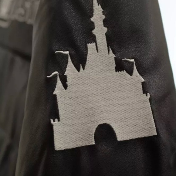 Disney Parks Walt Disney World Black Puffy Puffer Jacket Faux Leather Size XL - Picture 6 of 6